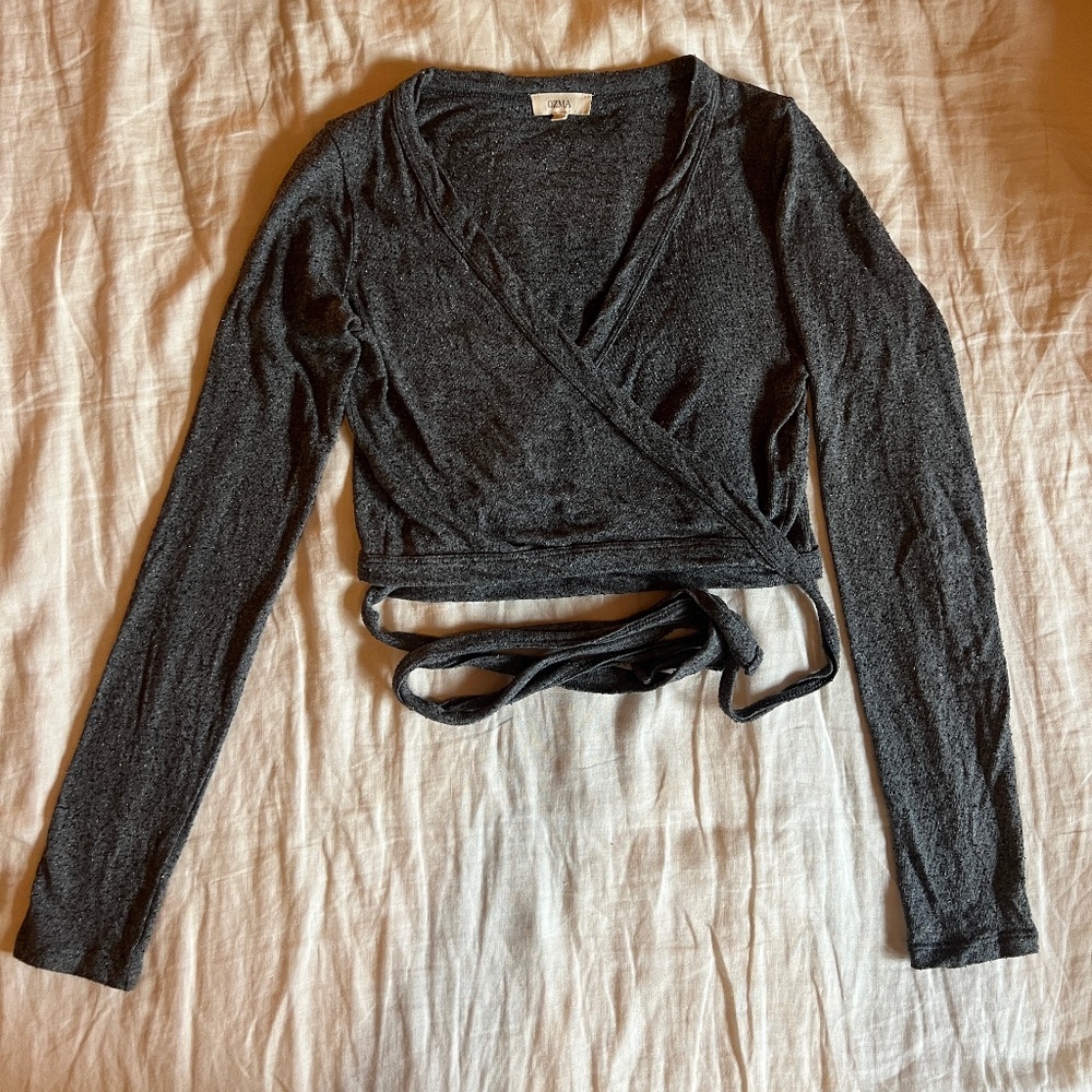 Dance Wrap Top in Regen Silk Noil Jersey